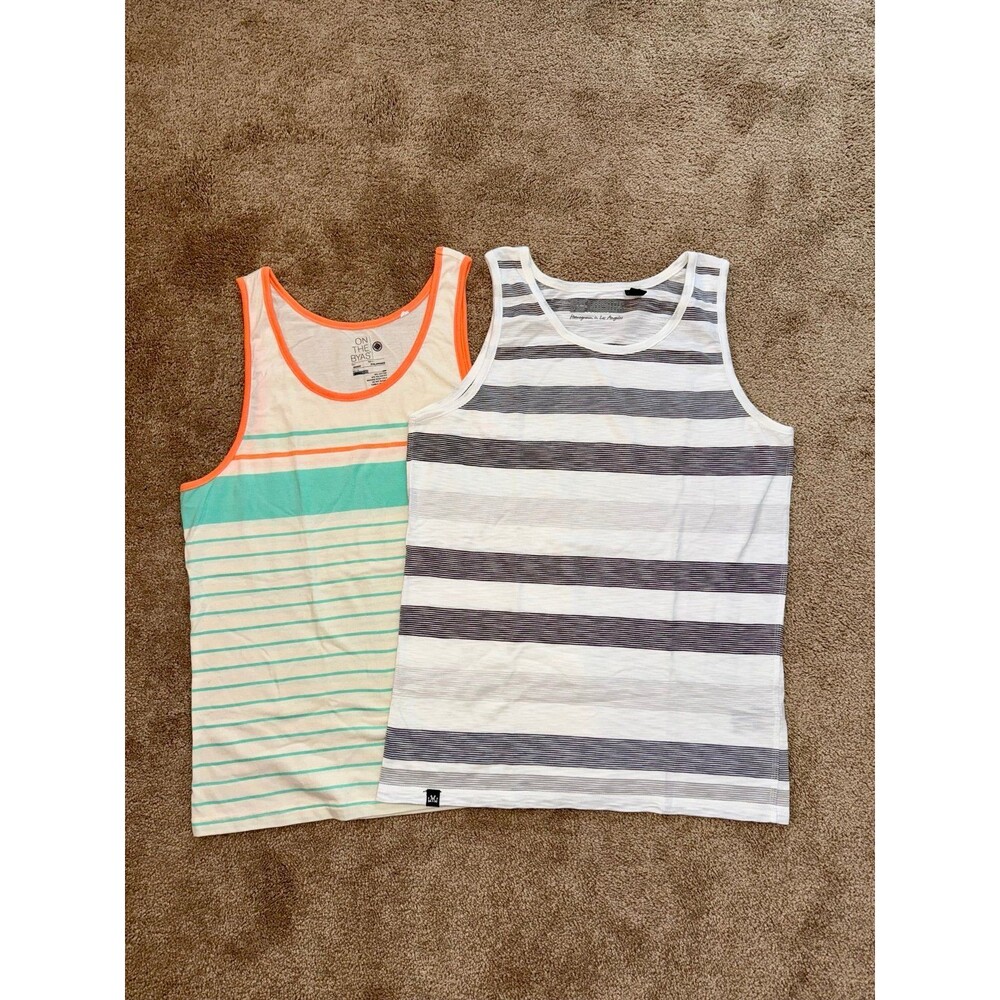 Men’s Tank Top Bundle – Micros & On The Byas – Size Small – Striped Sleeveless